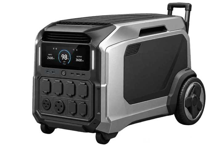 Original illustrative render representing a whole-home backup portable power station — not an exact photograph of the EcoFlow DELTA Pro 3.