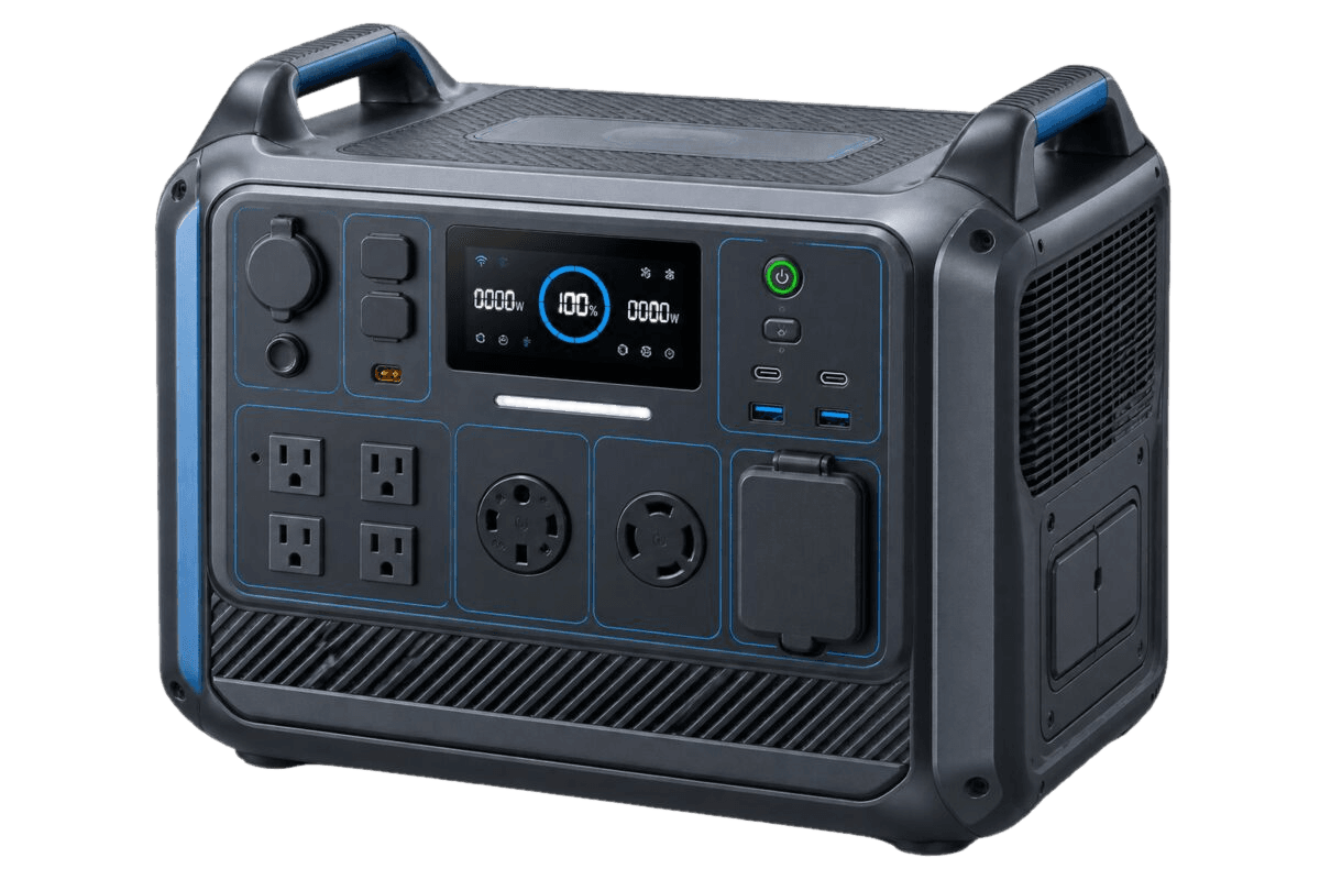 Original illustrative render representing a whole-home backup portable power station — not an exact photograph of the Mango Power Mango Power E.